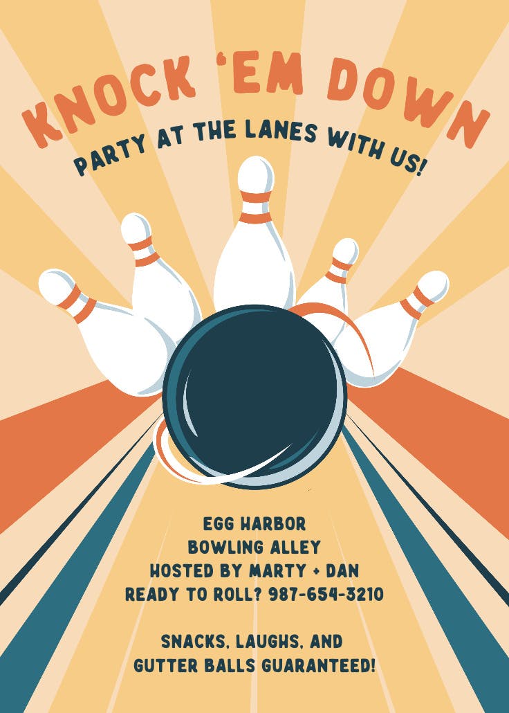 Vintage lanes - sports & games invitation